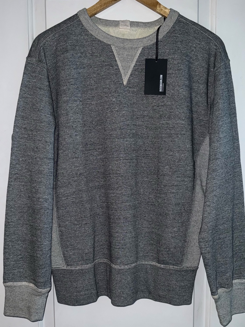 ⁠🥊Buck Mason Two-Tone Heather Grey Welterweight Double V Crew Sweatshirt — NWT